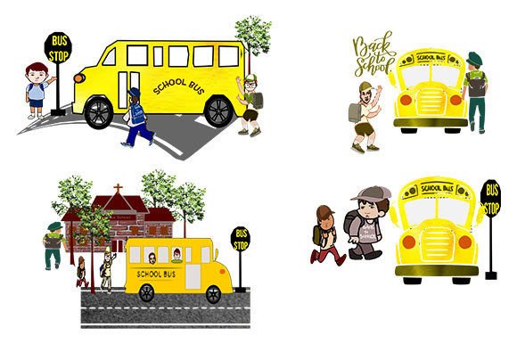4 School Bus Clipart Graphics & Illustrations
