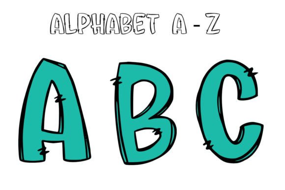 Back to School Alphabet Doodle Green Graphics
