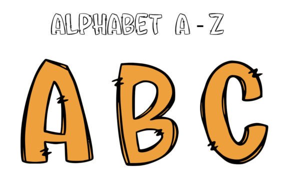 Back to School Alphabet Doodle Orage: Graphics and Illustrations for Branding
