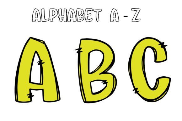 Back to School Alphabet Doodle Yellow Graphics