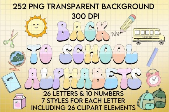 Back to School Alphabets PNG Bundle: Graphics for Editorial Use