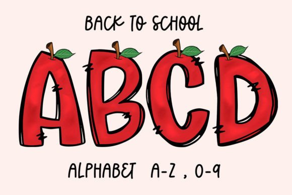 Back to School Apple Alphabet Doodle: Graphics for Crafts & Local Branding