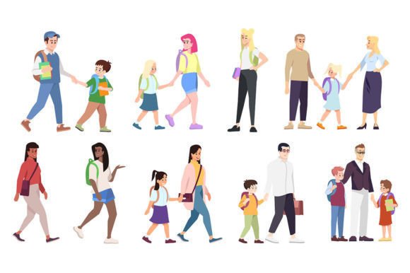 Back to School Color Vector Characters: Graphics & Illustrations for Branding