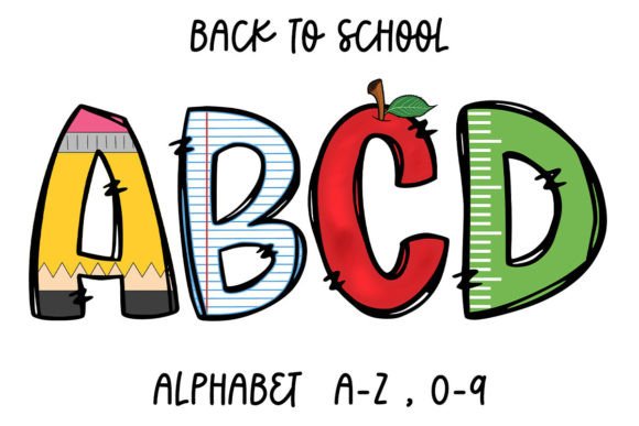 Back to School Doodle Alphabet Letters: Graphics for Crafts