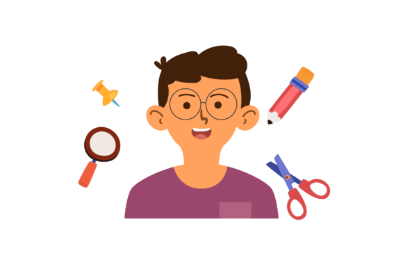 Back to School Guy with Glasses Graphics