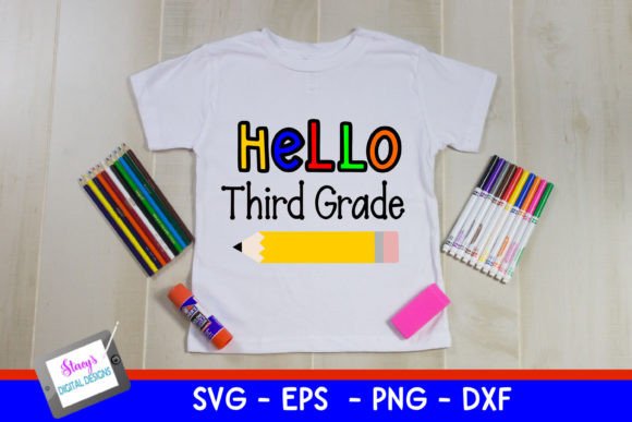 Back to School – Hello Third Grade SVG: Graphics for Crafts & Local Branding