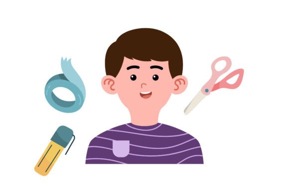 Back to School Stationary Boy Person Graphics