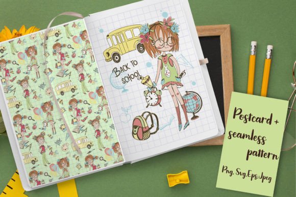 Bask to School. Girl 4. Png Svg Eps: Graphics & Illustrations