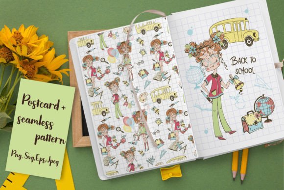 Bask to School. Girl 6. Graphics & Illustrations