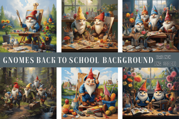 Gnomes Back to School Background Graphics
