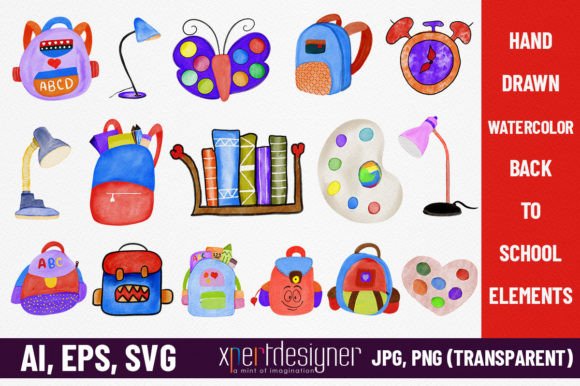 Hand Drawn Back to School Elements Set