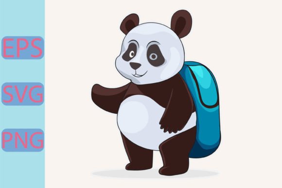 Panda Vector Art for Back to School Day Graphics