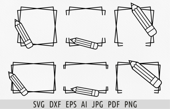 Pencil Split Frame SVG: Back to School Graphics for Crafts