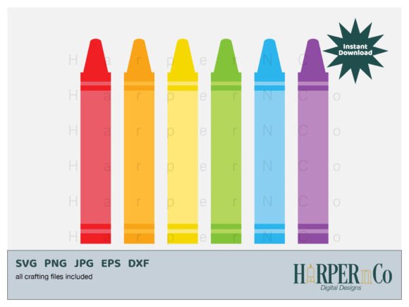Rainbow Crayons SVG: Back to School Graphics for Crafts