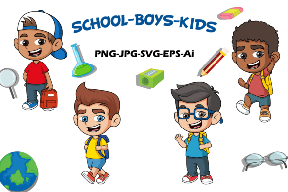 School Boys Kids Cartoon Clipart