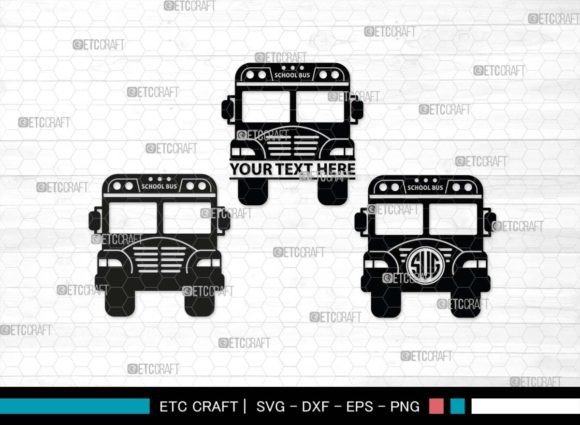 School Bus Monogram: Back to School Graphics for Crafts