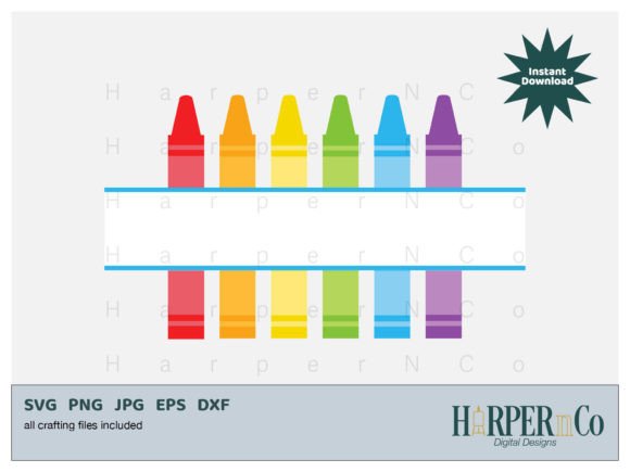 Split Rainbow Crayons SVG Back to School Graphics