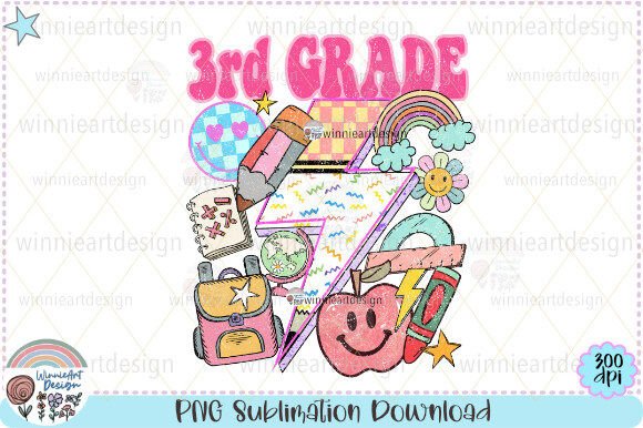 Third Grade Retro Teacher Graphics for T-Shirt Designs