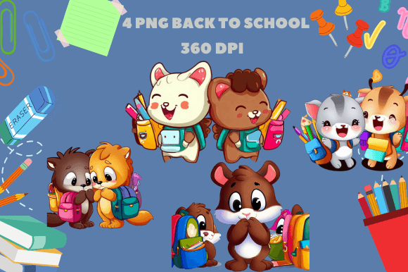 Timid Cartoon Animals - Back to School Graphics