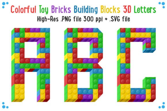 Toy Bricks 3D Alphabet Numbers Graphics