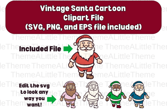 Vintage Santa Claus Cartoon SVG EPS PNG Graphics